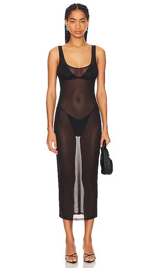 Alexandra Sheer Midi Dress in Black | Revolve Clothing (Global)