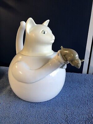 Vtg 80’s Copco White Enamel Cat Kitten and Mouse 2.5 Quart Tea Kettle Pot | eBay US