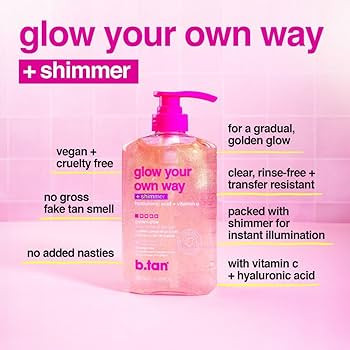 b.tan Clear Gradual Self Tan Gel | Glow Your Own Way Shimmer - Sunkissed Golden Bronze, Transfer ... | Amazon (US)