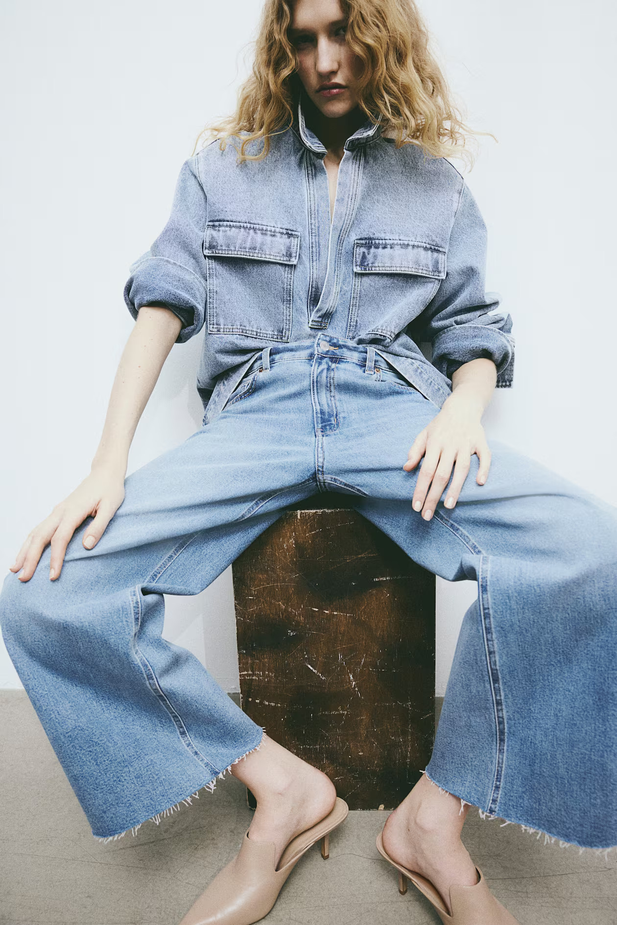 Wide High Ankle Jeans - High waist - Ankle-length - Light denim blue - Ladies | H&M US | H&M (US + CA)