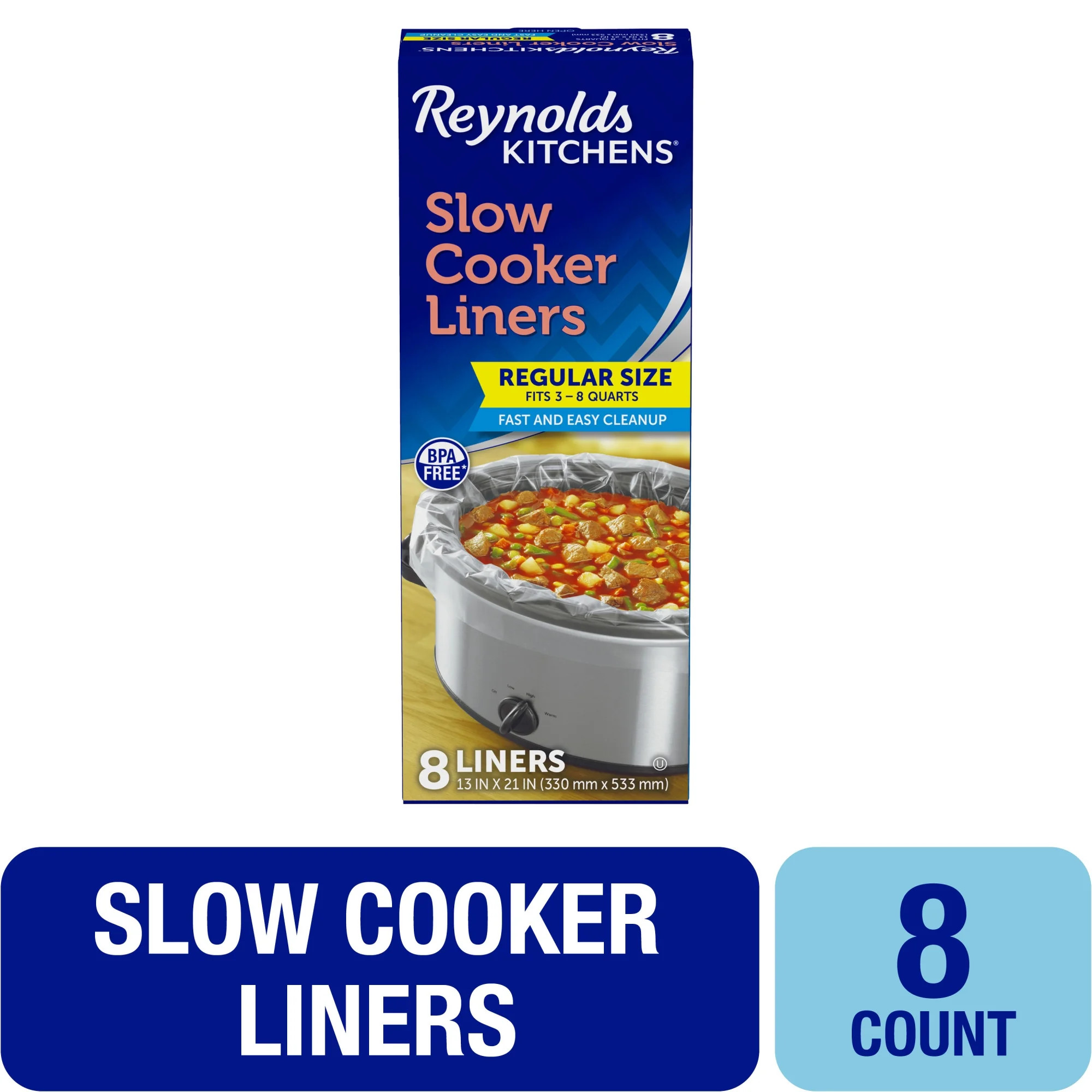 Reynolds Kitchens Slow Cooker Liners, Regular (Fits 3-8 Quarts), 8 Count - Walmart.com | Walmart (US)