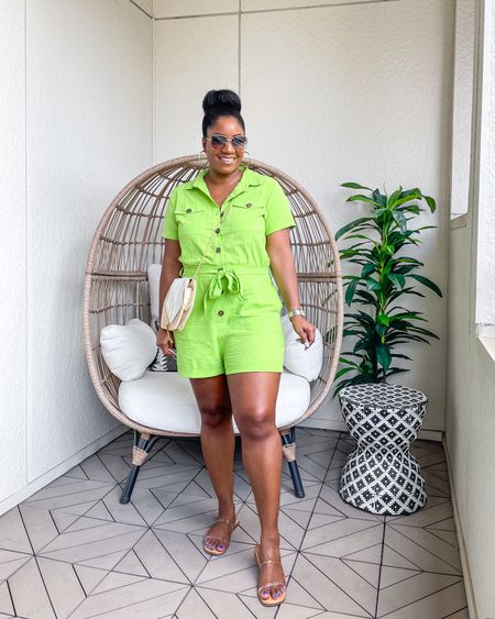 Love the color and fit of this romper 💚. TTS - wearing a L. #FoundItOnAmazon

#LTKunder50 #LTKtravel #LTKitbag
