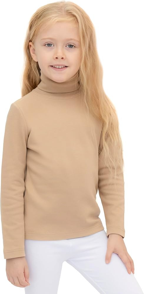 Lilax Girls' Basic Long Sleeve Turtleneck Cotton T-Shirt | Amazon (US)