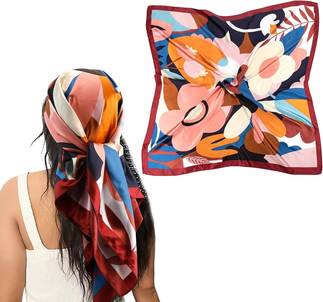 NZKNP Silk Like Head Scarf,Head Scarf for Women,Hair Scarf for Women,Bandanas for Women,Head Scar... | Amazon (US)