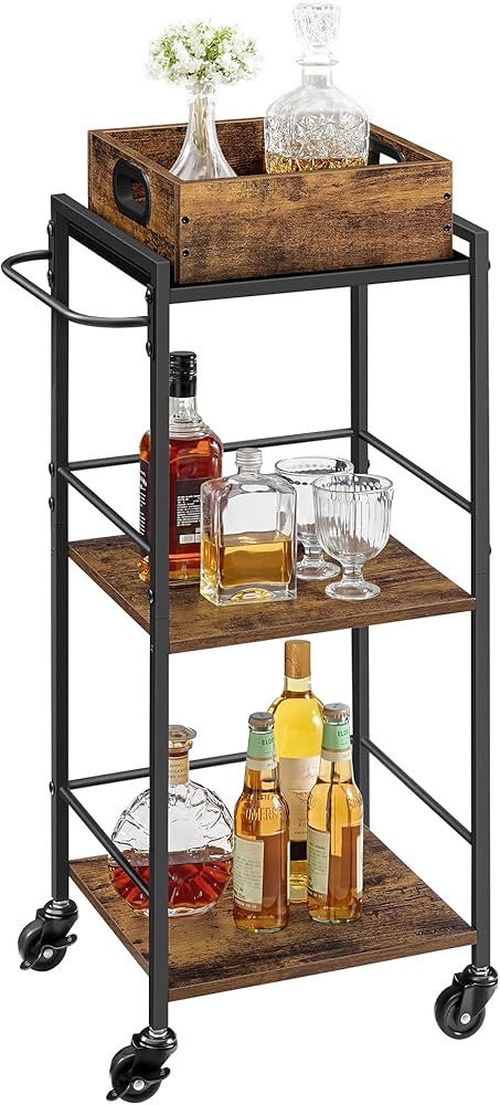 VASAGLE Kitchen Serving Cart with Removable Tray, 3-Tier Kitchen Utility Cart on Wheels with Stor... | Amazon (US)