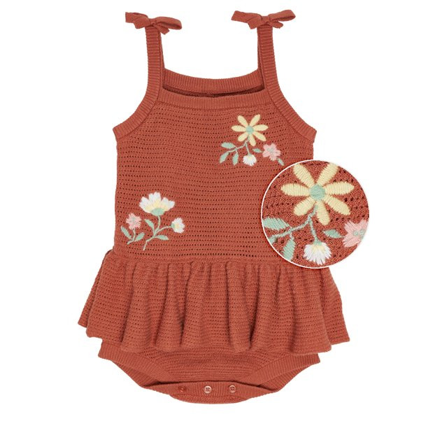 Modern Moments by Gerber Baby Girl Embroidered Pointelle Romper, Sizes 0/3M-24M | Walmart (US)