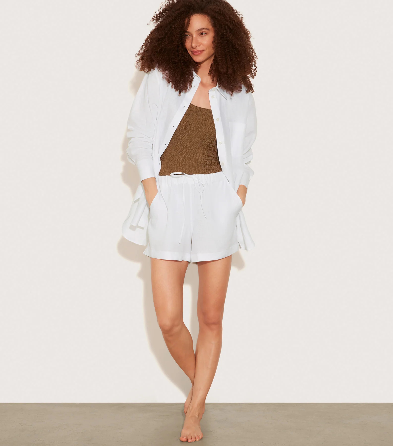 Linen Shorts - White | HUNZA G