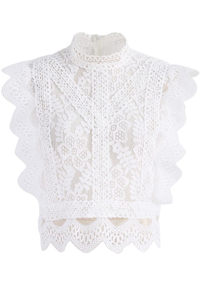 Your Sassy Start Sleeveless Crochet Lace Top in White | Chicwish