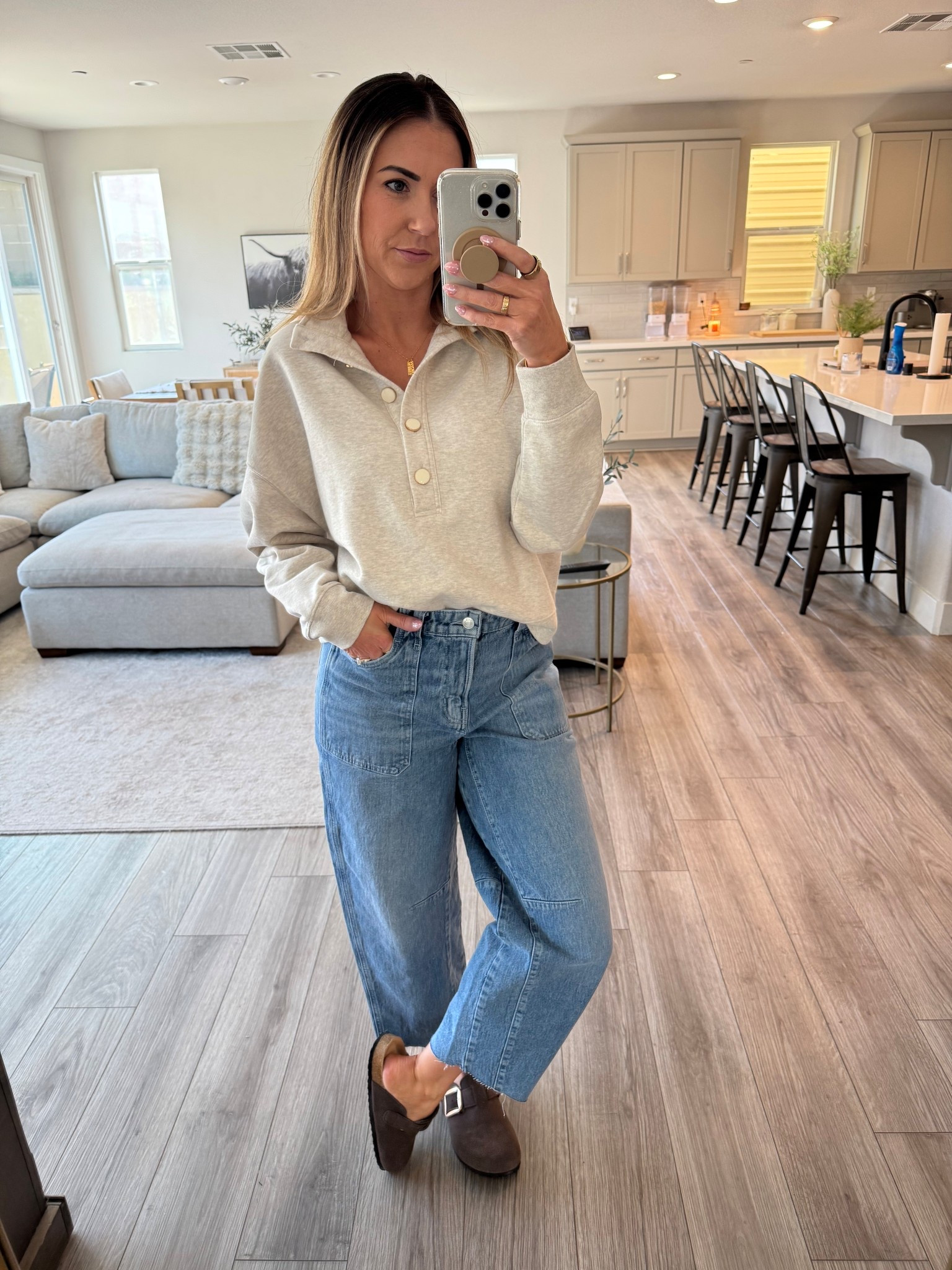 My GO TO look for these chilly January days! I’m ready for warmer weather but still enjoying being so cozy! I’m wearing a size small in the pullover and size 6 in the denim  

#LTKmomlife #LTKgrwm #LTKootd