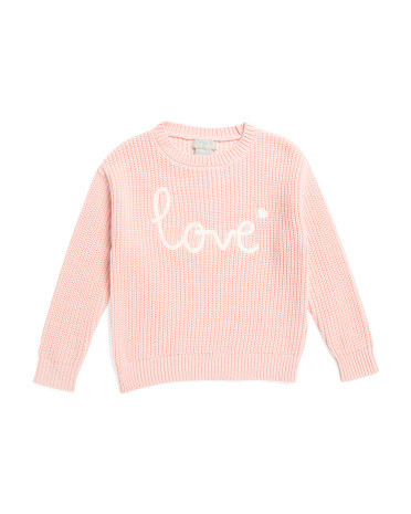 Toddler Girls Love Script Sweater | TJ Maxx
