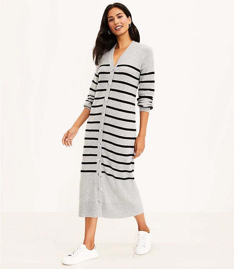 Striped Cardigan Midi Dress | LOFT