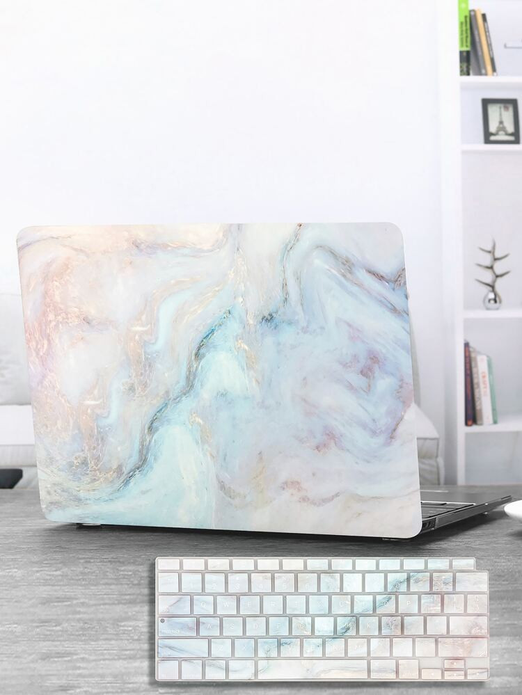 2pcs Marble Pattern Front & Dorsal Case & 1pc Keyboard Skin Compatible With 13 Inch MacBook Air A... | SHEIN