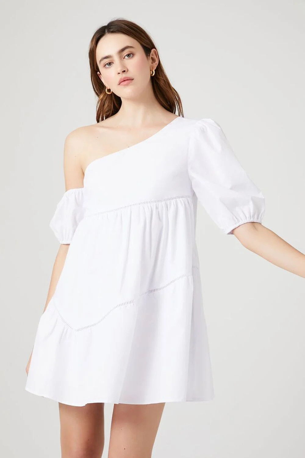 One-Shoulder Poplin Babydoll Dress | Forever 21 (US)