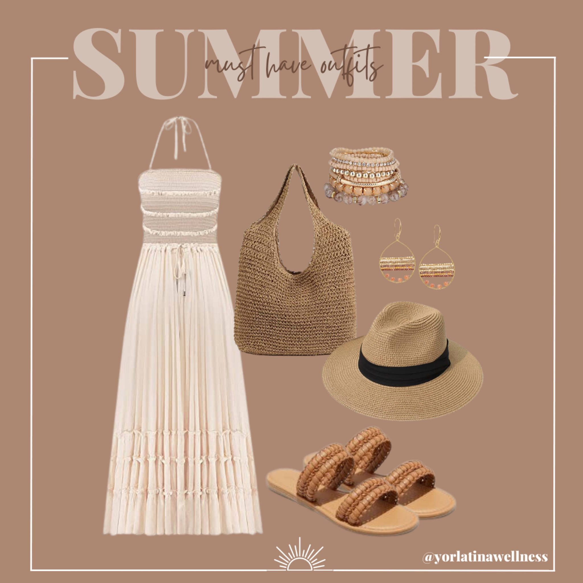 Summer must have outfits, summer dresses, spring dress, vacation outfit, festival outfit, eastern outfit, boho maxi dress, sun hat, nude sandals, boho earrings, stackable bracelets, summer dress

#LTKunder50 #LTKFind #LTKFestival