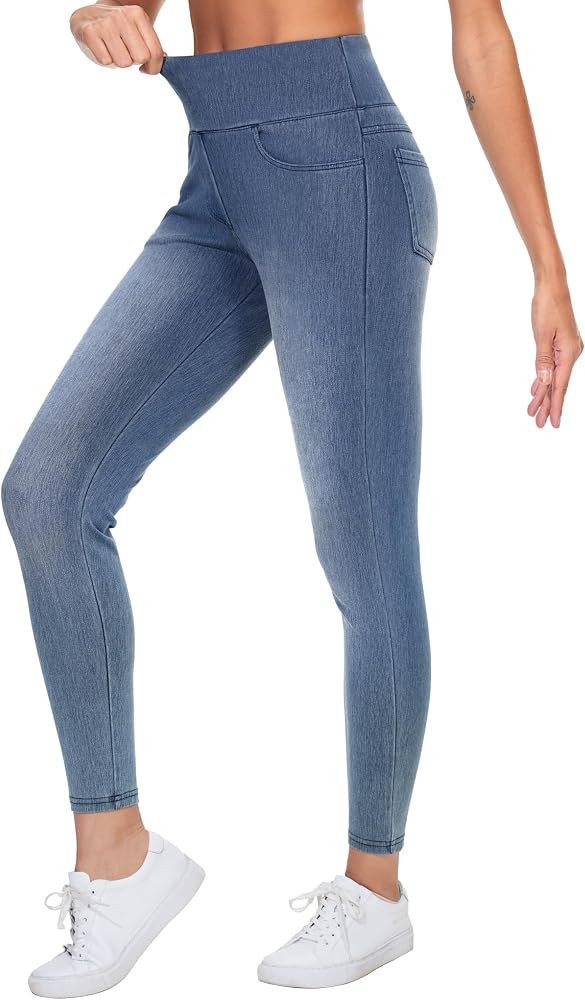 THE GYM PEOPLE Women's High Waisted Jeggings Pants Stretchy Jean Leggings | Amazon (US)
