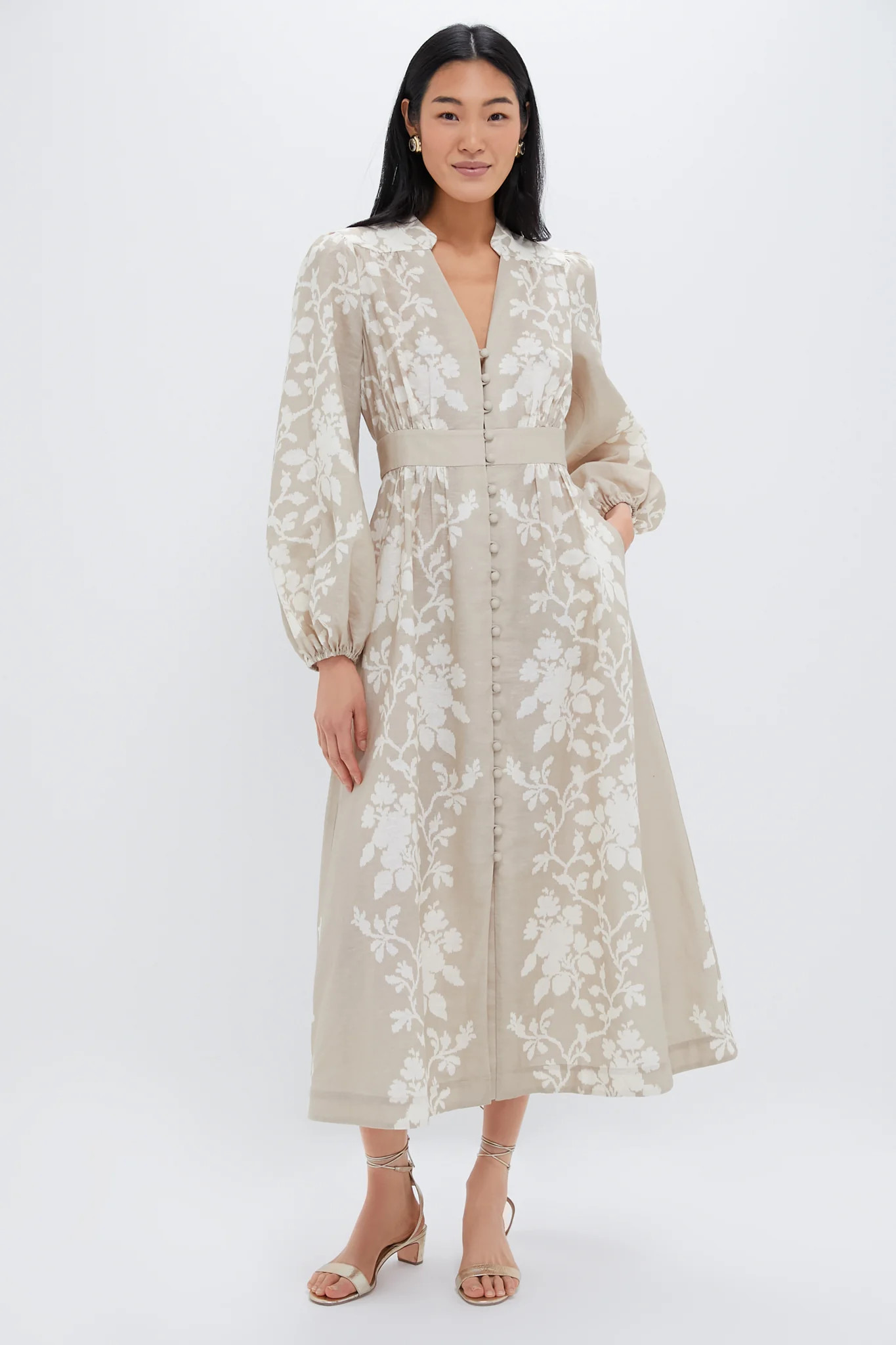 Sand Floral Stripe Serena Dress | Tuckernuck (US)