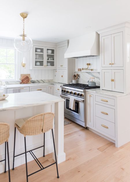 Bright and airy timeless kitchen with natural finishes including marble, unlacquered brass, rattan stools and more.

Shop the look and follow @pennyandpearldesign for more interior design and home style ✨

#LTKstyletip #LTKFind #LTKhome