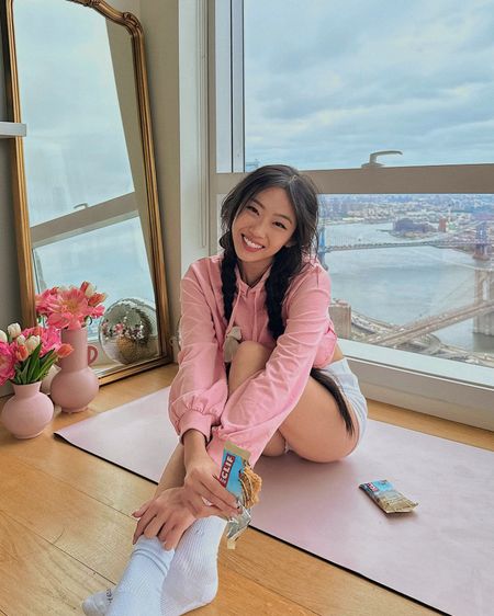 Morning yoga and stretch with my fave @CLIFbar 🧘🏻‍♀️🌷🌤️💖  #ad Love that CLIF bar has a healthy amount of sugar, oils and fats, along with 10 grams of protein and long-lasting carbs to start my workouts out right 💞💞 #CLIFbarcrew @target 

#LTKBacktoSchool #LTKfitness #LTKFind