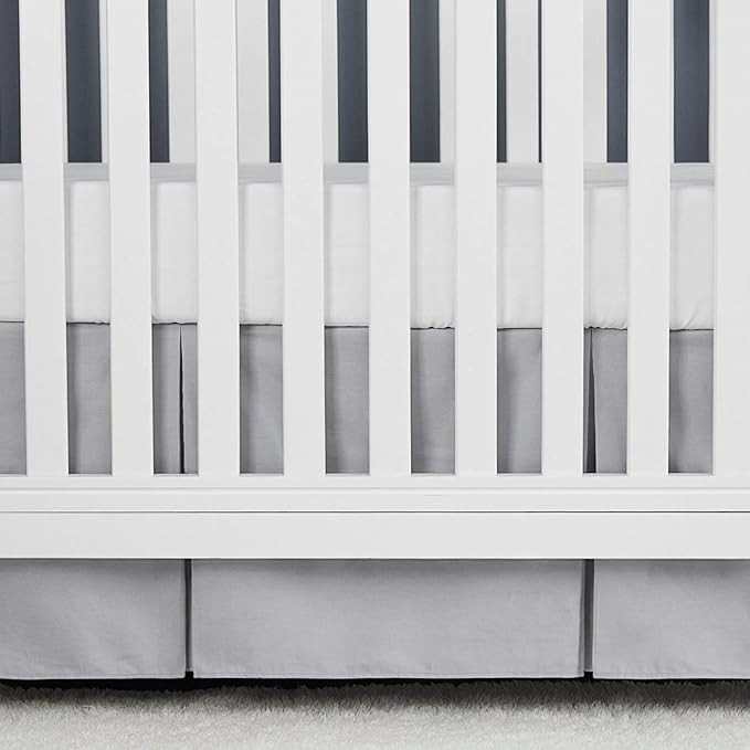 TILLYOU Gray Pleated Crib Skirt, 100% Natural Cotton, Nursery Crib Bedding Skirt for Baby Boys an... | Amazon (US)