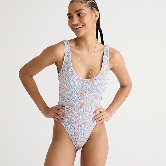 Scrunchie classic scoopneck one-piece in afternoon floral | J.Crew US