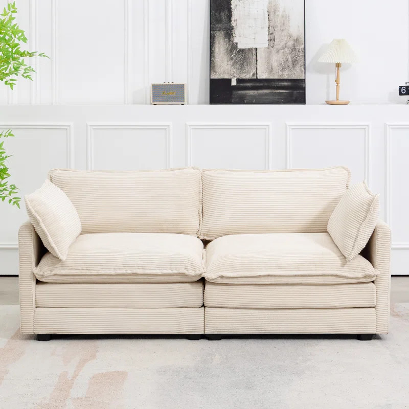 Redenius 76.8'' Upholstered Corduroy Reception Loveseat | Wayfair North America
