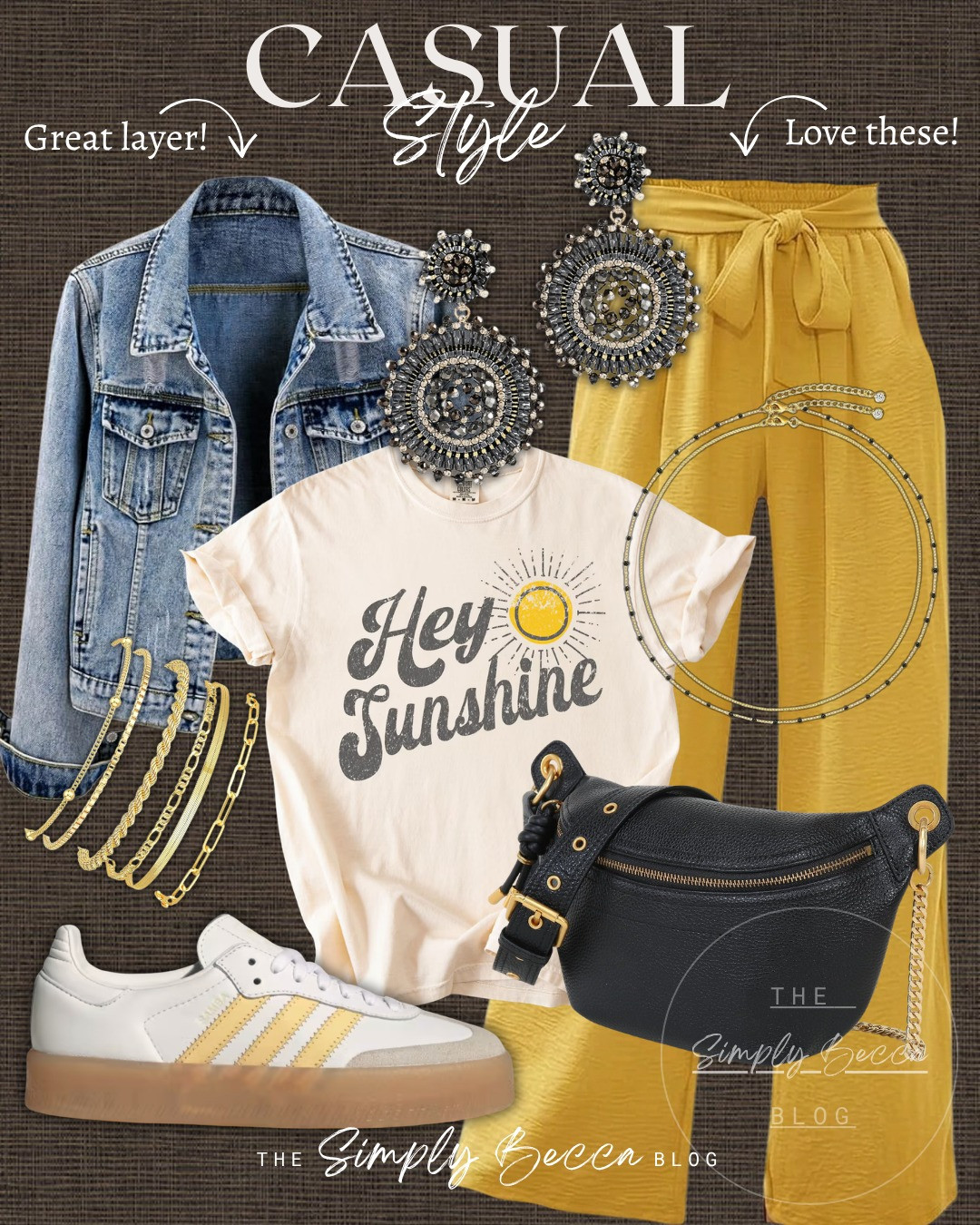 Umm, adorable ☀️ 
Spring Outfit Ideas for Real Life

@amazon @etsy @adidas 

 #amazonfashion #ltkwomens #casualstyle #heysunshine #etsy #sambas #yellow #blackcrossbodybag #goldbracelets #LTKootd #LTKmomlife #LTKSeasonal
