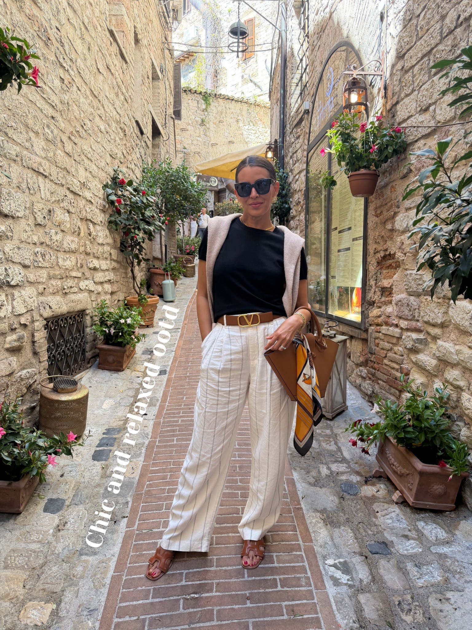 Size Small in top, 6 in pants for a relaxe fit. S in sweater. 
@gapstyle @maisonvalentimo @stevemadden-us @anastasiabeverlyhills @PARIS/64 

#LTKTravel #LTKootd #LTKSeasonal