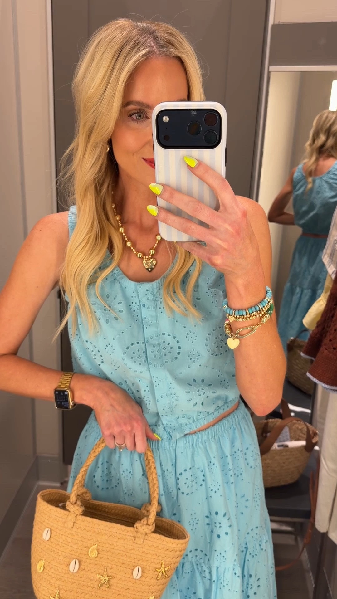@Target eyelet set! True to size. Could size down in top if between sizes. My store only had the skirt and one size too big for me so if it looks a little big that’s why. ￼