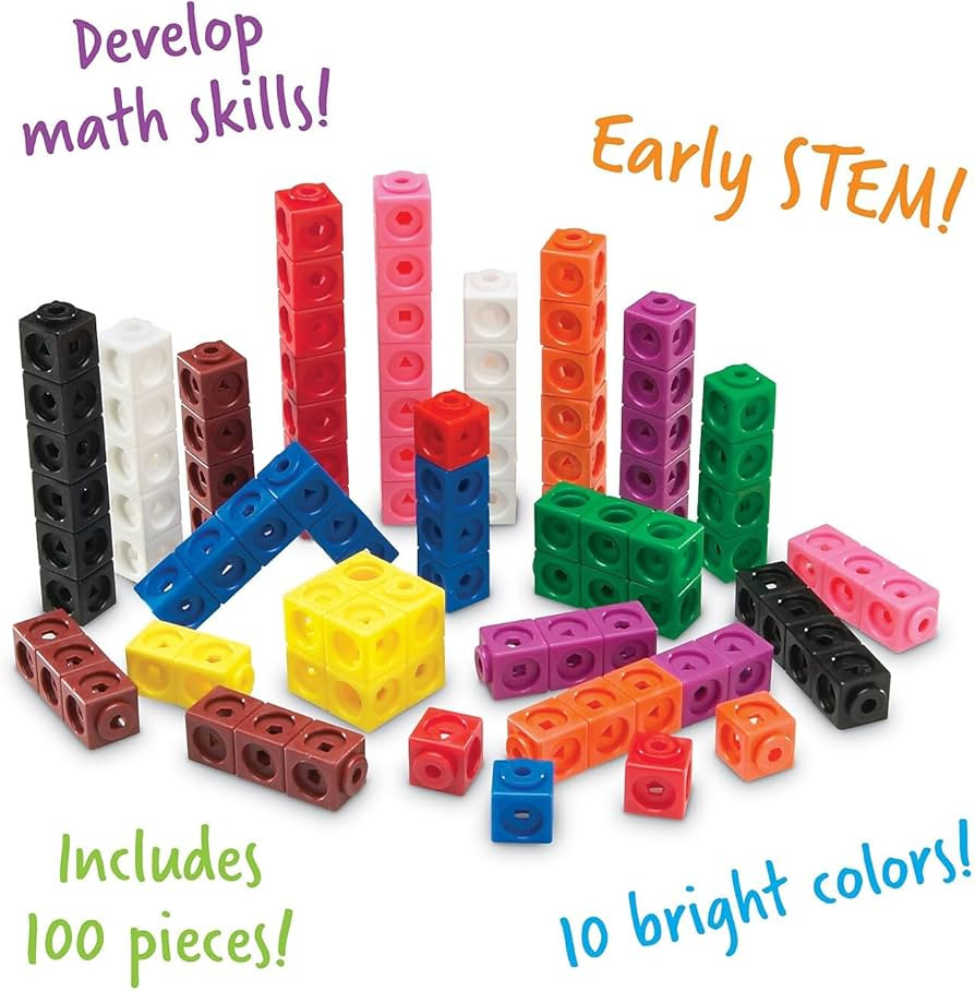 Learning Resources MathLink Cubes - Set of 100 Cubes, Ages 5+ Kindergarten, STEM Activities, Math... | Amazon (US)