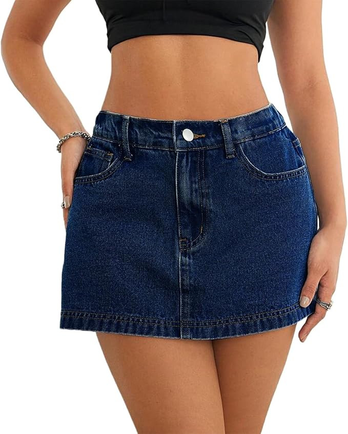 CaniBtr Jean Skorts for Woman Trendy High Waisted Stretchy Y2k Mini Skirt Denim Shorts Skort | Amazon (US)