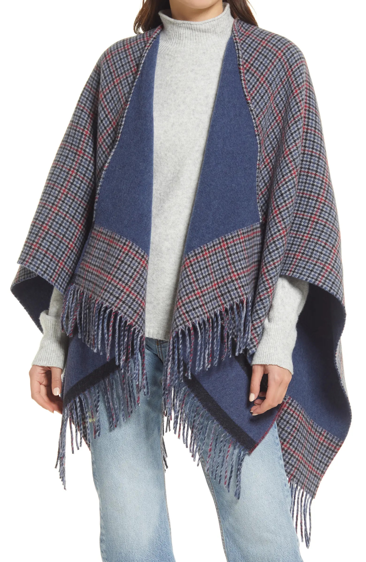 Wilshire Reversible Wool Blend Poncho | Nordstrom