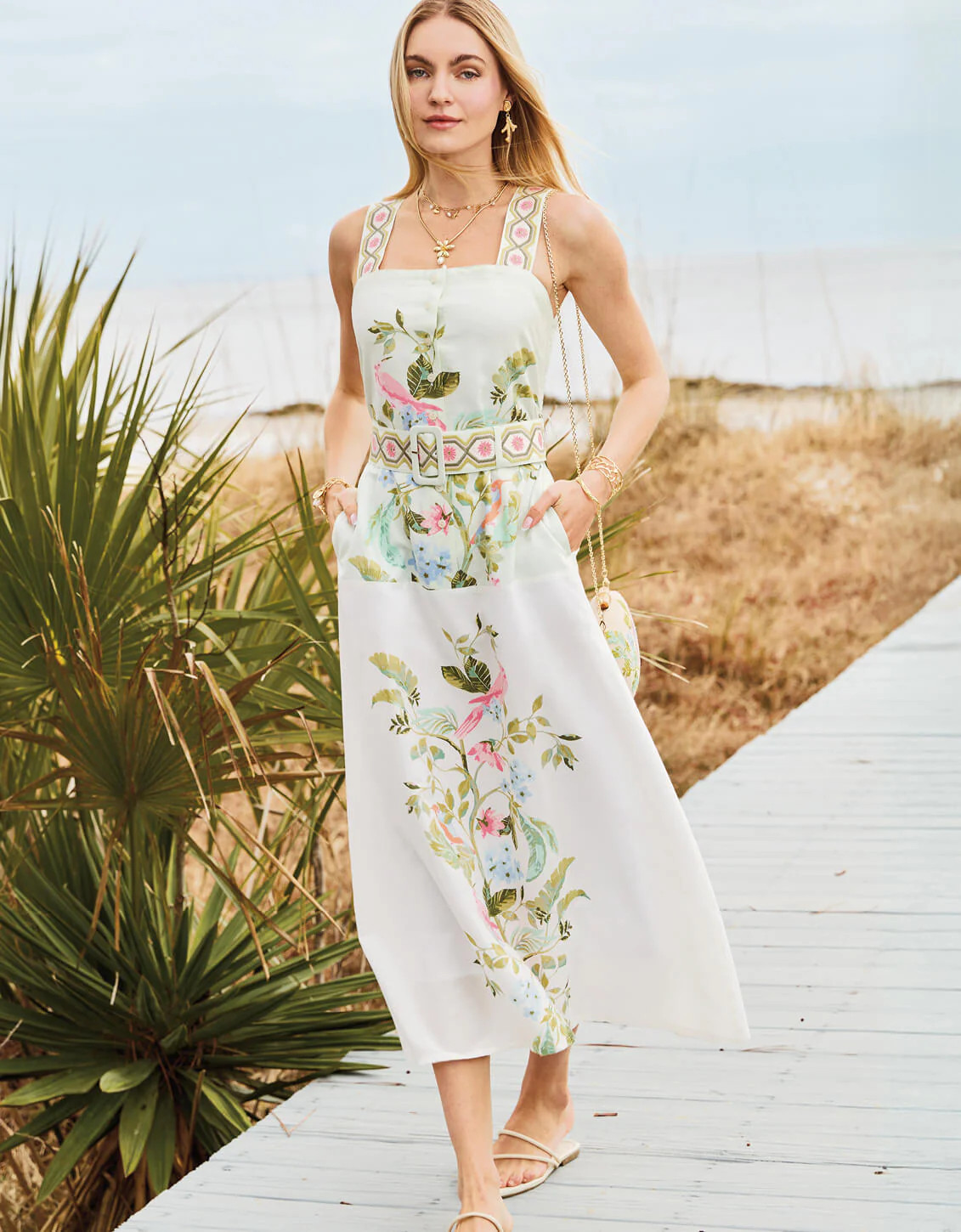 Lorraine Midi Dress Seawall Birds Sugar | Spartina 449