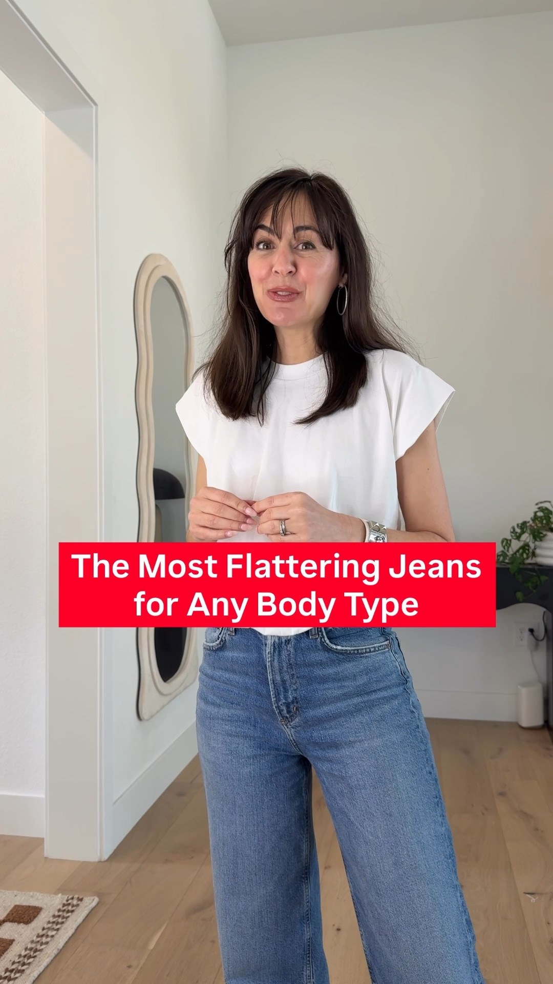 The only math I’ll do is one that equals a designer discount or the perfect fitting pair of jeans. I admittedly have worn this pair more than any other since I had them hemmed. 

The most flattering jeans are those that have a measurement close to your rise (measurement from your center crotch seemed to your belly button) 

These are my favorite and selling quickly

I am 5’4” and wearing a size 25 in the mesmerized color
#Flatteringjeans 

#LTKgrwm #LTKOver40