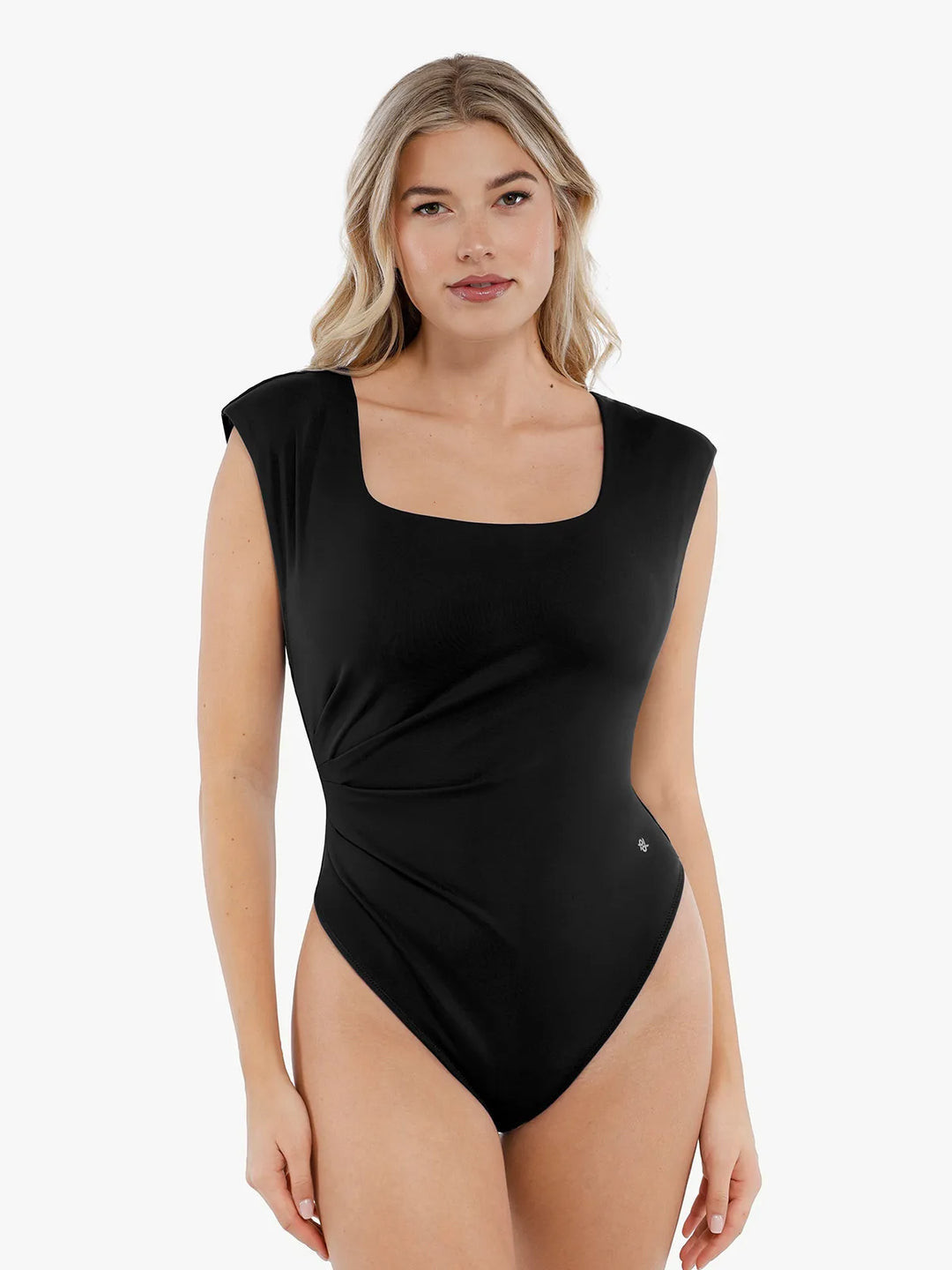 Shapewear Square Neck Padded Shoulder Slimming Bodysuit | Popilush
