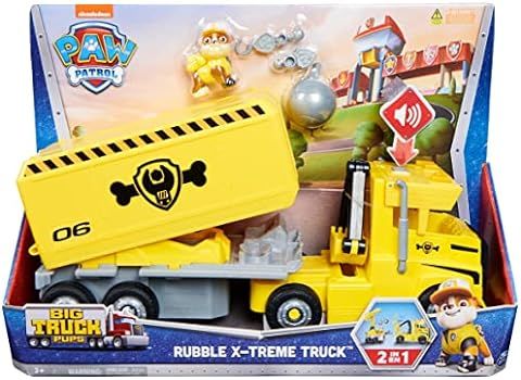Paw Patrol, Rubble 2 in 1 Transforming X-Treme Truck with Excavator Toy, Crane Toy, Lights and So... | Amazon (US)