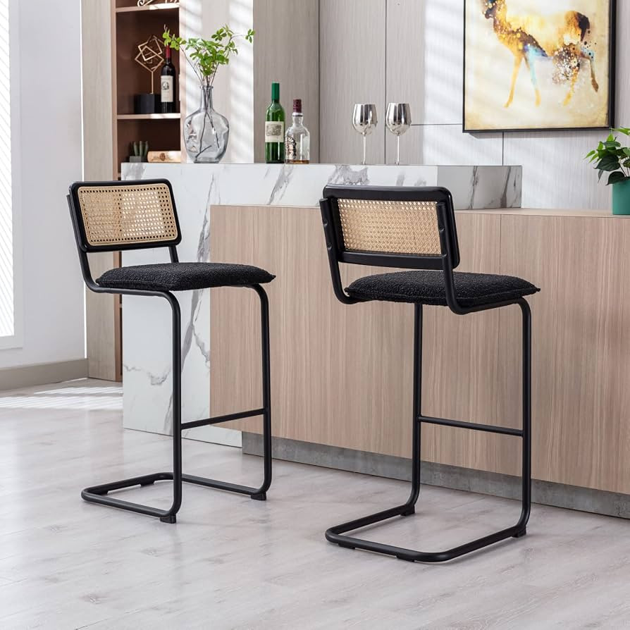 ONEVOG Rattan Barstools Bar Height with Backrest, Set of 2 Bar Stools 29.3-Inch Tall Seat Modern ... | Amazon (US)