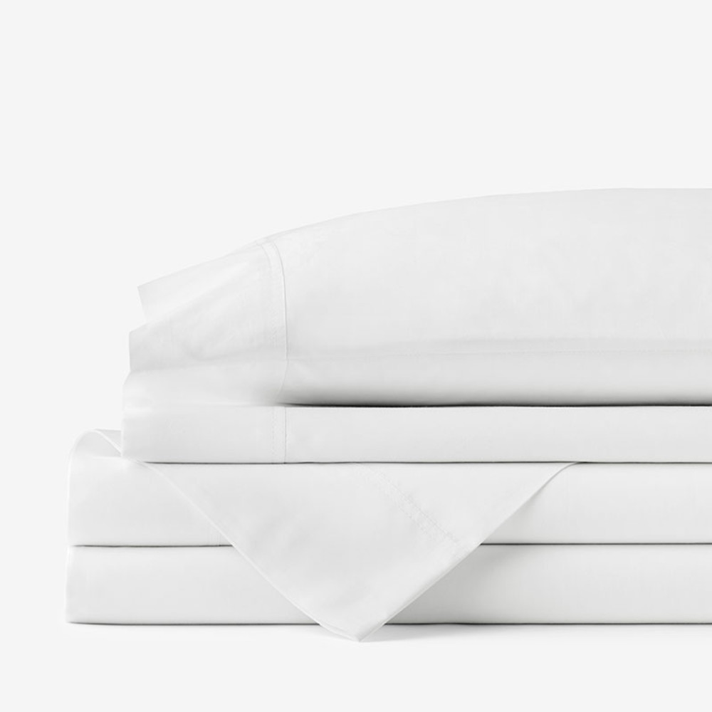 Classic Cool Cotton Percale Bed Sheet Set - White, King | The Company Store