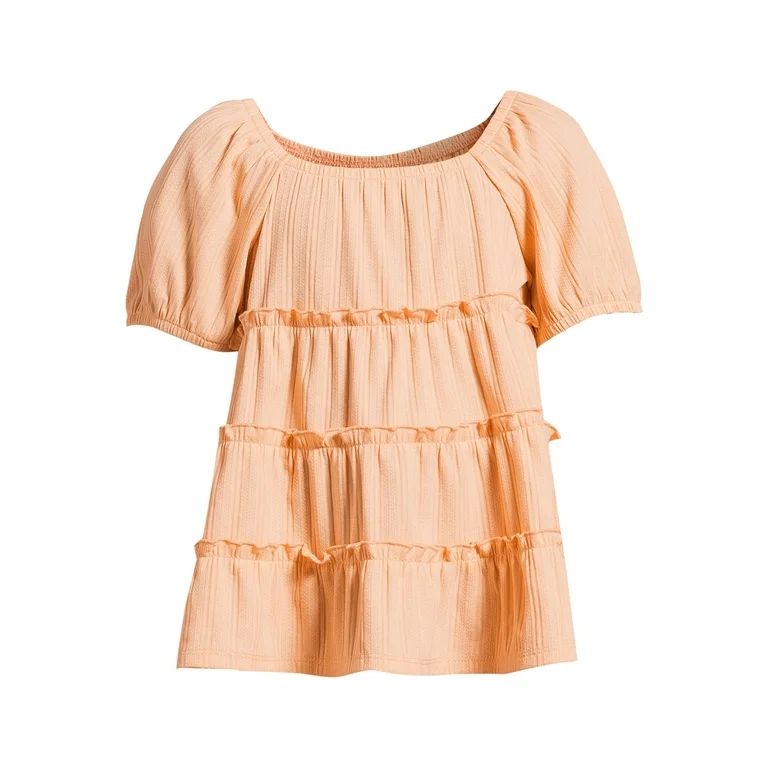 Wonder Nation Girls Tiered Babydoll Top, Sizes 4-18 & Plus - Walmart.com | Walmart (US)