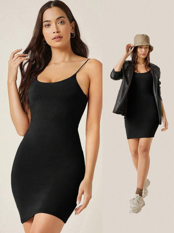 SHEIN BASICS Solid Bodycon Dress | SHEIN