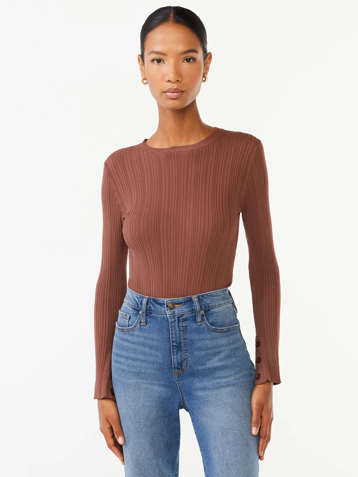 Scoop Women's Knit Long Sleeve Bodysuit | Walmart (US)