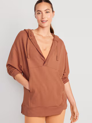 Oversized Live-In French-Terry Tunic Hoodie for Women | Old Navy (US)