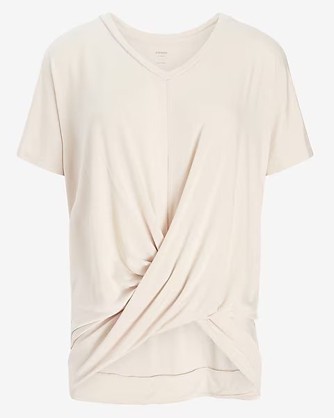 Relaxed Cross Front Crew Neck Tee | Express