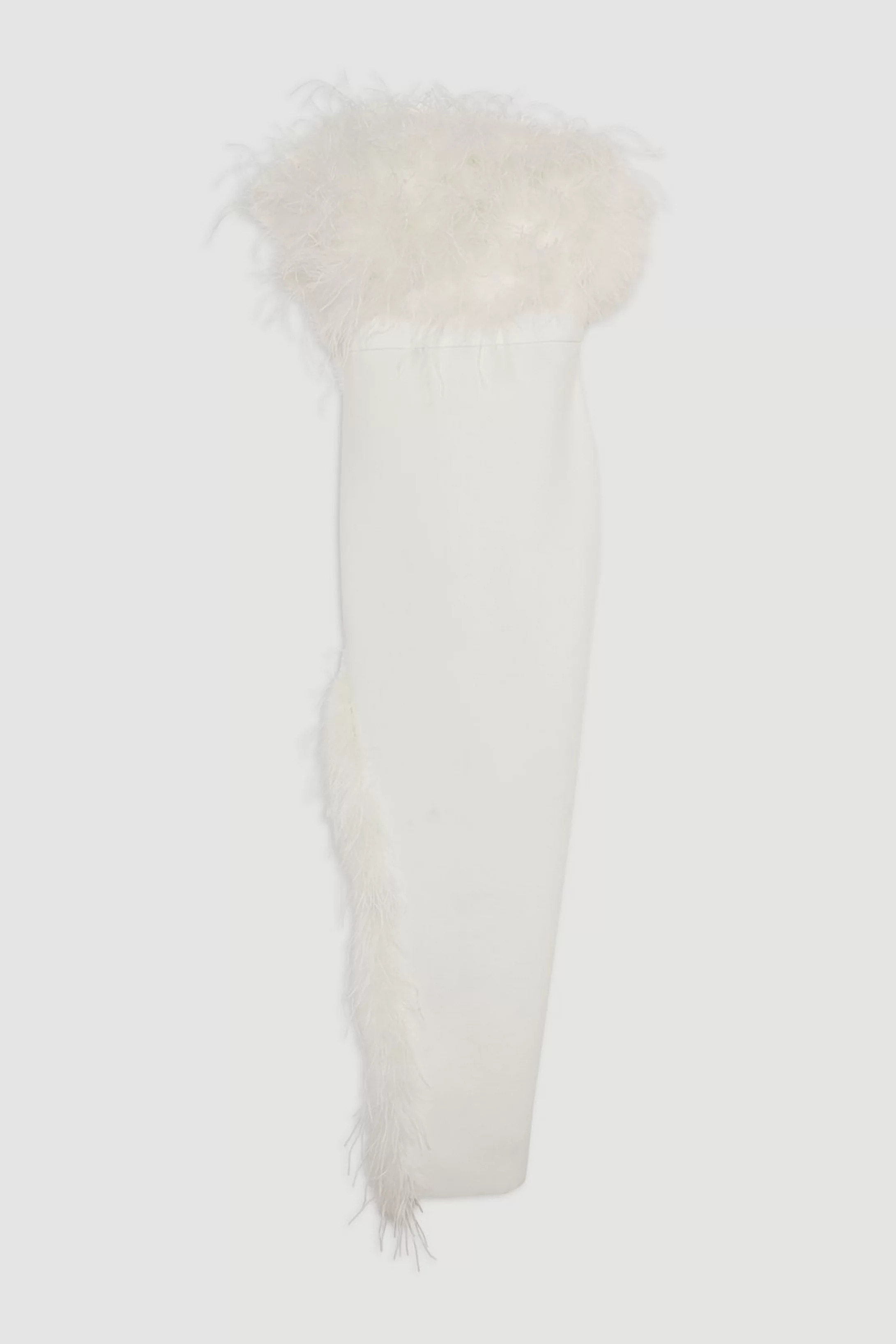 Figure Form Bandage Feather Detail Bandeau Knit Midi Dress | Karen Millen | Karen Millen US