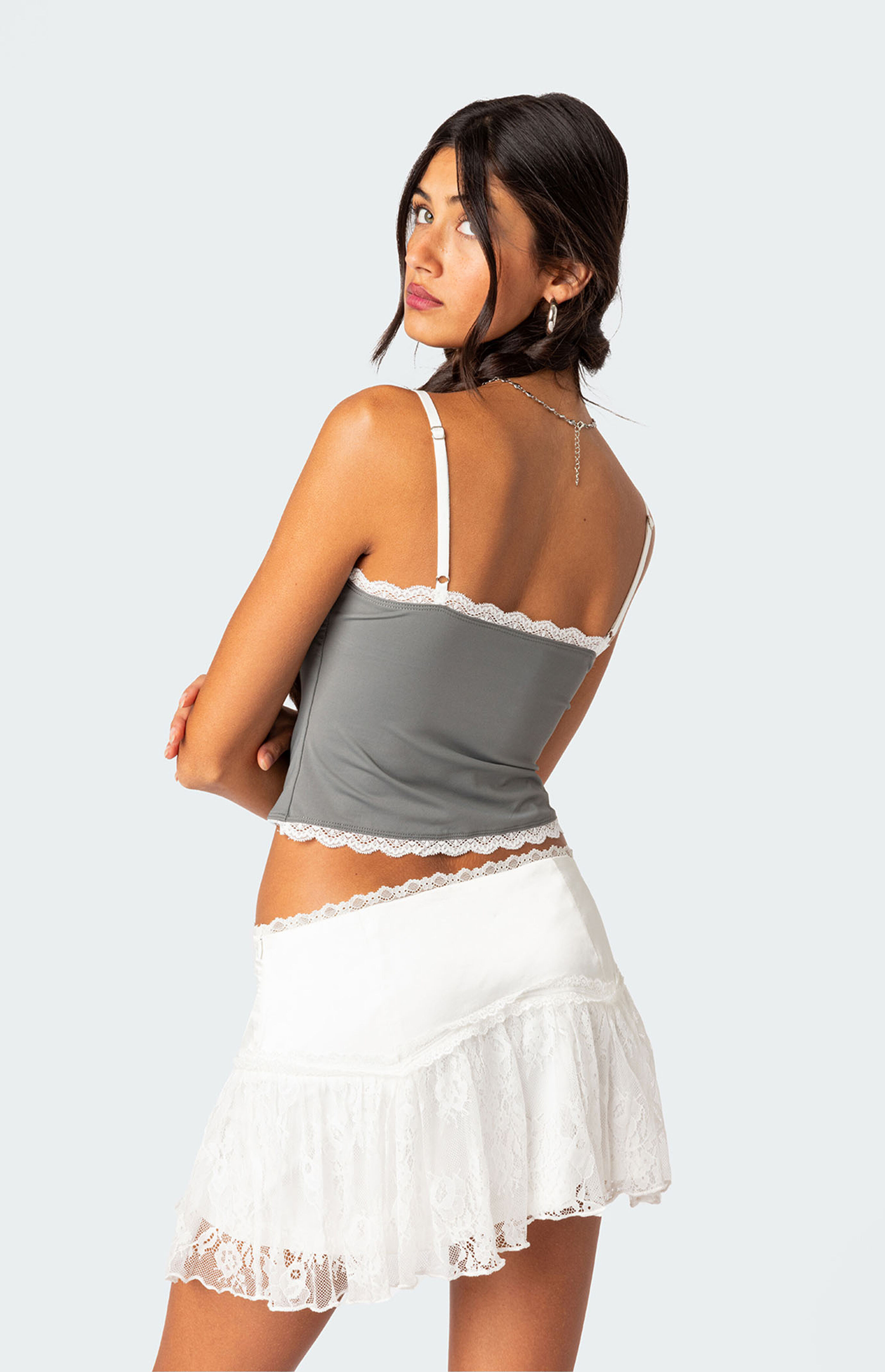 Edikted Alara Lace Trim Tank Top | PacSun