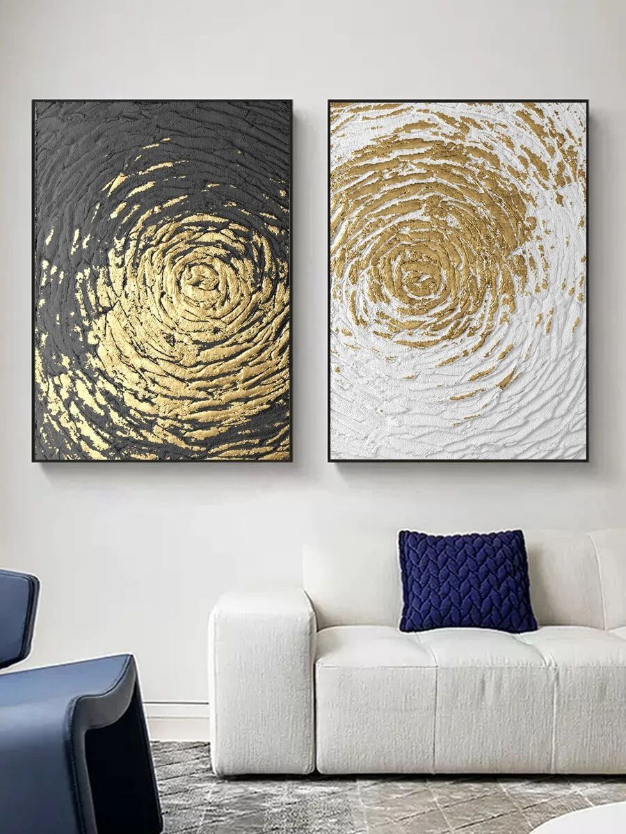 HomeHome & LivingHome DecorPainting & Calligraphy1set Metallic Abstract Graphic Unframed Painting | SHEIN