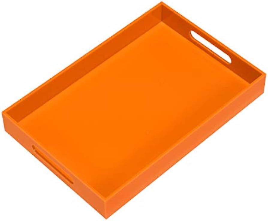 Orange Sturdy Acrylic Serving Tray with Handles-10x15Inch-Serving Coffee,Food,Breakfast,Butler-Ki... | Amazon (US)