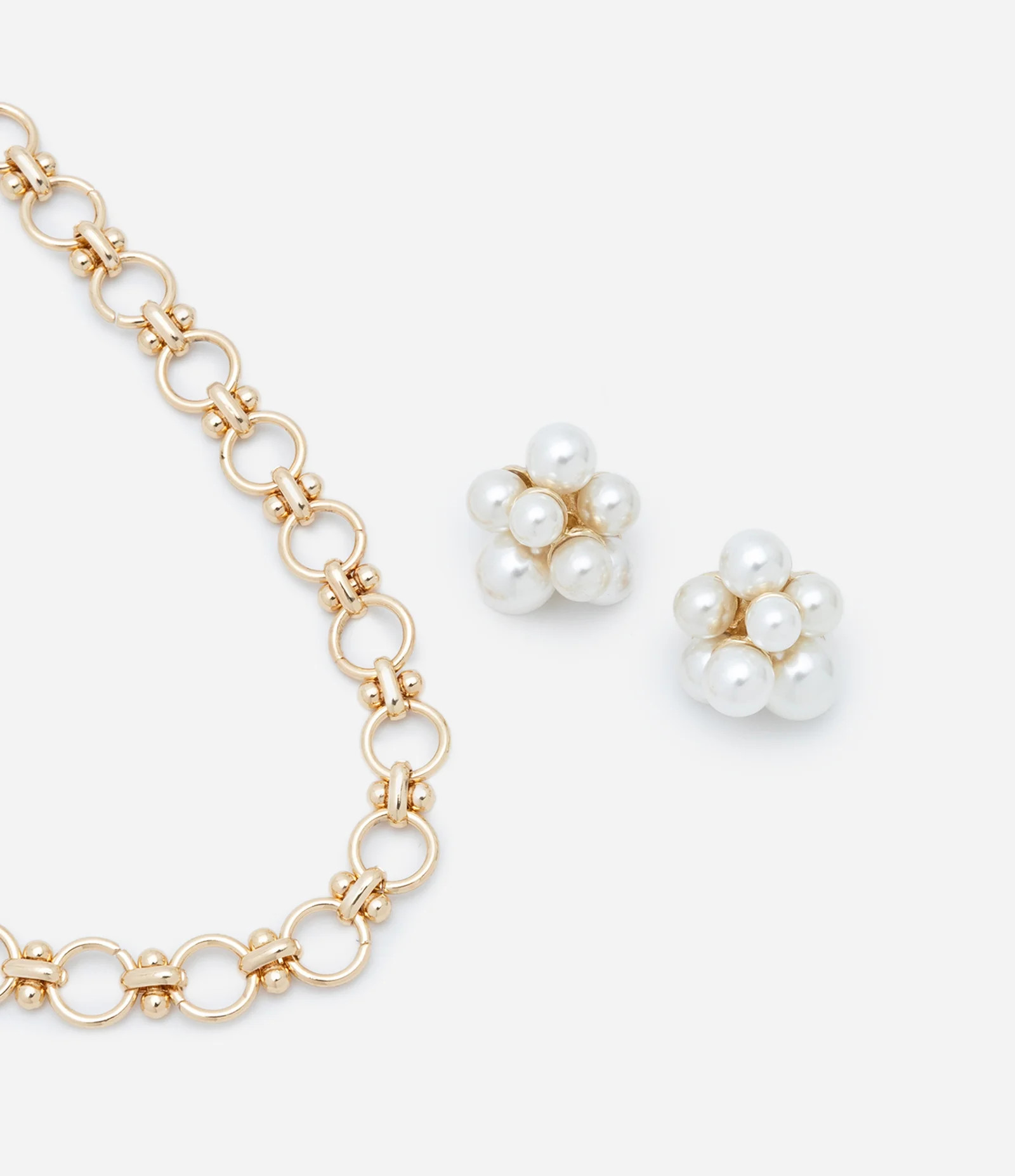 Conjunto de Colar e Brinco Botão com Pérolas Dourado - Lojas Renner | Renner (BR)