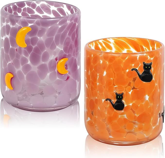 2 Pcs Halloween Icon Juice Glasses, 14oz Icon Stemless Drinking Glasses Set, Ideal for Gift & Hal... | Amazon (US)