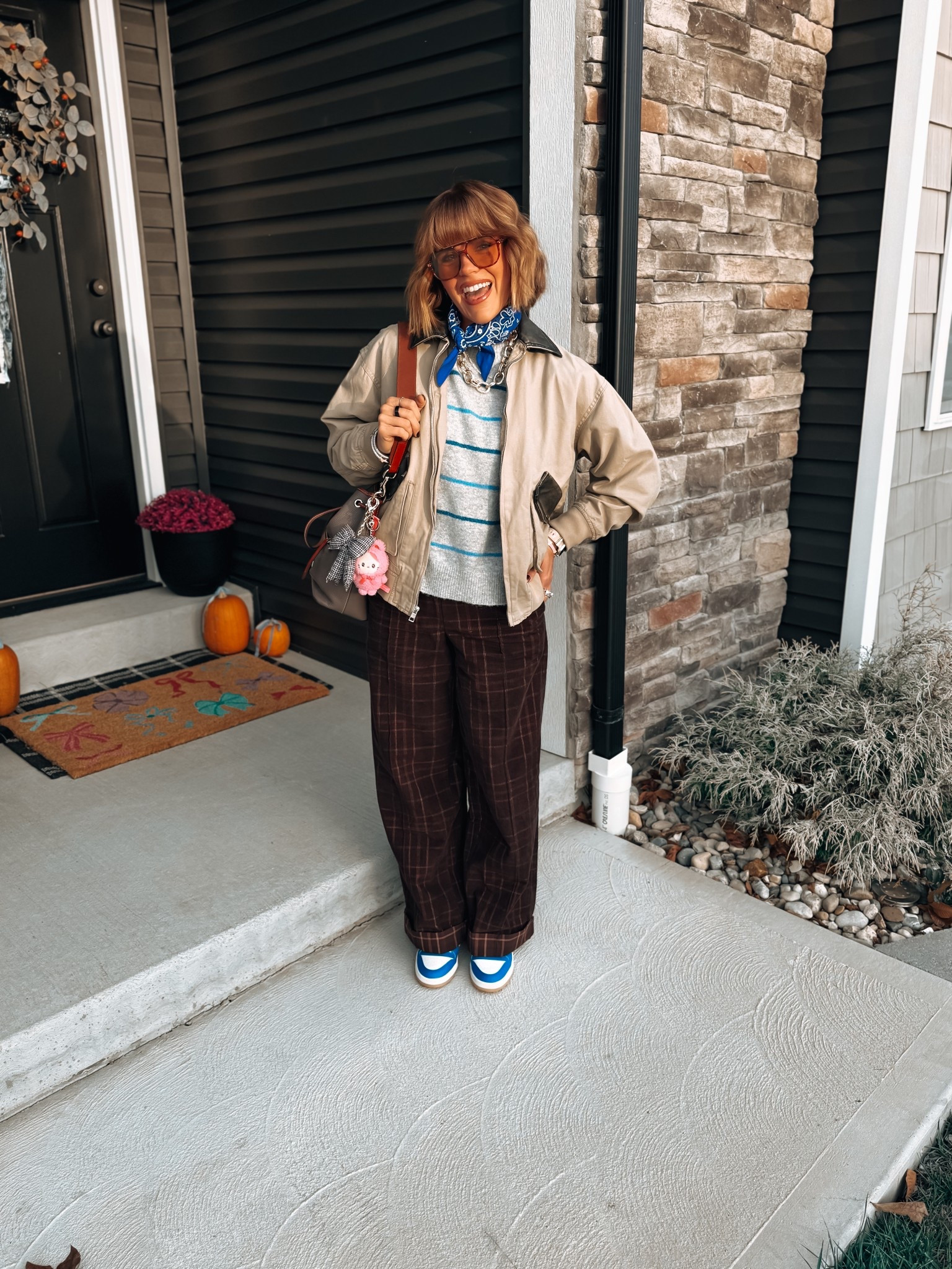 This color combo🤎💙

Jacket/ target last season linked similar
Sweater: xs tts 
Pants: xs tts
Sneakers: 6Y Women’s 8

Fall
Fall outfit 
Thanksgiving outfit idea 
Plaid 
Stripes 
Bomber jacket 
Adidas 
Family pictures 
Bob haircut 

#LTKFindsUnder50 #LTKGiftGuide #LTKHoliday