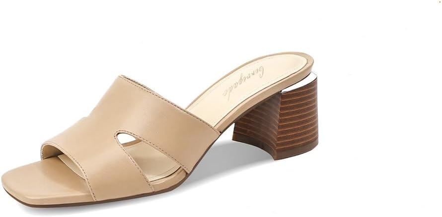 Heeled Sandals for Women Block Heel Mule Sandal Open Square Toe Chunky Heels Low Heel Women Dress... | Amazon (US)